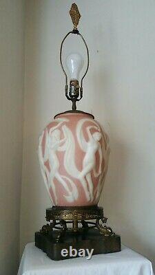 Art Deco Table Lamp Dancing Nudes Nymphs c. 1930