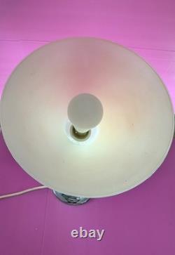 Art Deco Tall Table Lamp Up lighter With Pink Glass Shade