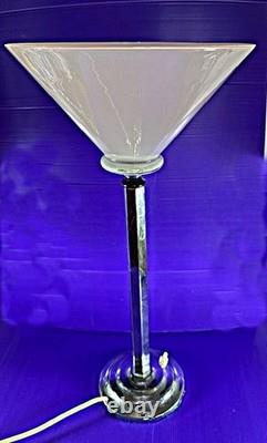 Art Deco Tall Table Lamp Up lighter With Pink Glass Shade