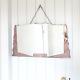 Art Deco Vintage Dual Tone Mirror Pink Glass Etched Panels 15.5 x 27