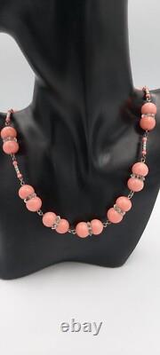Art Deco Vintage Pink peking Glass Beads Necklace