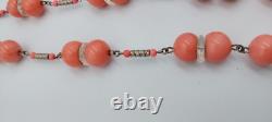 Art Deco Vintage Pink peking Glass Beads Necklace