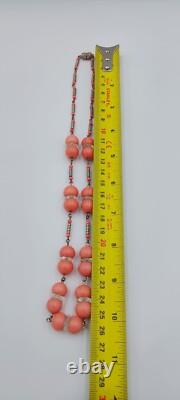 Art Deco Vintage Pink peking Glass Beads Necklace