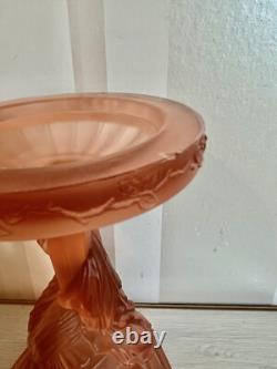 Art Deco Vintage Satin Pink Glass Lady Centrepiece Figurine 1920's