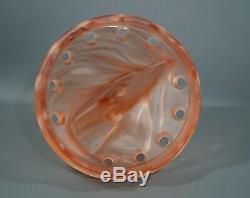 Art Deco Walther And Sohne Pink Frosted Glass Boy Riding Fish Flower Frog Only