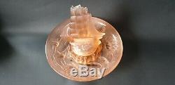 Art Deco Walther Nelson Pink / Peach Frosted Glass Complete Centrepiece