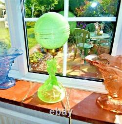 Art Deco Walther & Sohne Green Uranium Glass Rotterdam Table Lamp, New Wiring