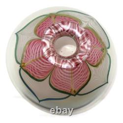 Art Glass 1983 Abelman Studio V328-169 Pink Pulled Feather Iridescent Vase, 6