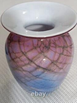 Art Glass 5 Vase by Michael Nourot Signed & Numbered In Pink, Purples, Green