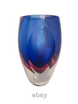 Art Glass 6 Faceted Violet Pink Vase