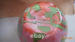 Art Glass Ball Vase Passavant Le Rochere Pink & Green France 5 Inch High