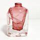Art Glass Bottle Cranberry Pink Small 10cm Heavy Vase Marion Ripple Texture (t3)
