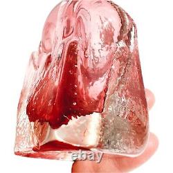 Art Glass Bottle Cranberry Pink Small 10cm Heavy Vase Marion Ripple Texture (t3)