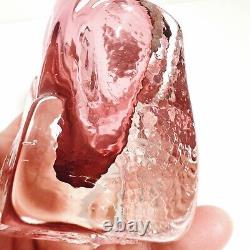 Art Glass Bottle Cranberry Pink Small 10cm Heavy Vase Marion Ripple Texture (t3)