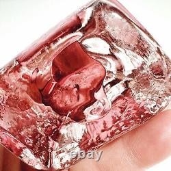 Art Glass Bottle Cranberry Pink Small 10cm Heavy Vase Marion Ripple Texture (t3)