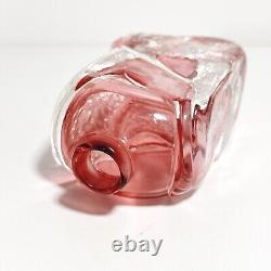 Art Glass Bottle Cranberry Pink Small 10cm Heavy Vase Marion Ripple Texture (t3)