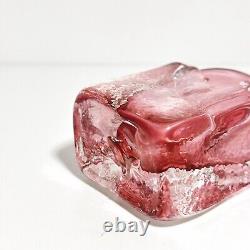 Art Glass Bottle Cranberry Pink Small 10cm Heavy Vase Marion Ripple Texture (t3)
