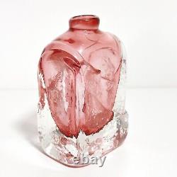 Art Glass Bottle Cranberry Pink Small 10cm Heavy Vase Marion Ripple Texture (t3)