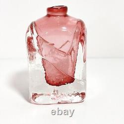 Art Glass Bottle Cranberry Pink Small 10cm Heavy Vase Marion Ripple Texture (t3)