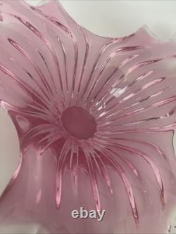 Art Glass Bowl Large Centerpiece Free-form Star Pink Vintage MCM 12x12x4.5
