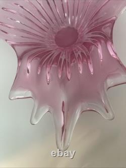Art Glass Bowl Large Centerpiece Free-form Star Pink Vintage MCM 12x12x4.5