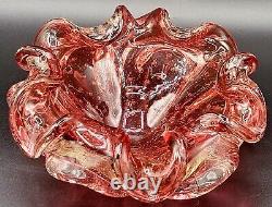 Art Glass Bowl. Pink/Clear WithBulliconti Possibly Murano