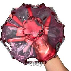 Art Glass Centerpiece Bowl Vintage Pink Cranberry Mid Century Modern Free Form