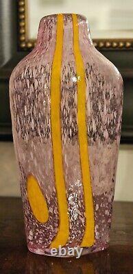 Art Glass Contemporary Pink And Orange Tall Vase