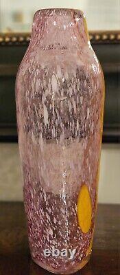 Art Glass Contemporary Pink And Orange Tall Vase