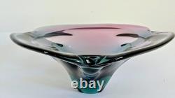 Art Glass Czech CHRIBSKA JOSEF HOSPODKA Pair Vintage Centerpiece Bowls MCM