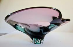 Art Glass Czech CHRIBSKA JOSEF HOSPODKA Pair Vintage Centerpiece Bowls MCM
