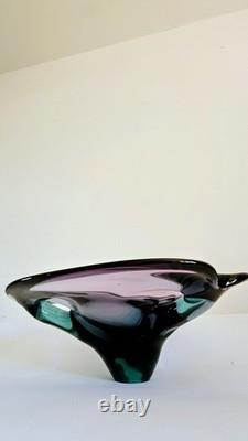 Art Glass Czech CHRIBSKA JOSEF HOSPODKA Pair Vintage Centerpiece Bowls MCM