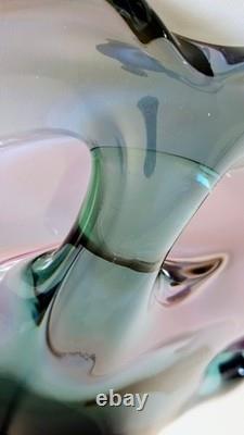 Art Glass Czech CHRIBSKA JOSEF HOSPODKA Pair Vintage Centerpiece Bowls MCM