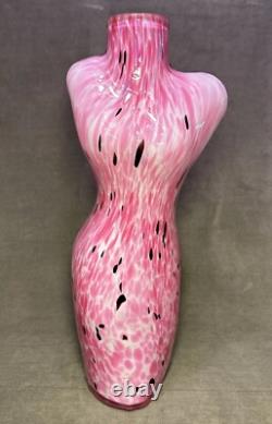 Art Glass Female Torso Vase Figurine Pink Bust 17 Murano Style Beautiful Color