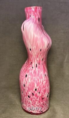 Art Glass Female Torso Vase Figurine Pink Bust 17 Murano Style Beautiful Color