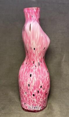 Art Glass Female Torso Vase Figurine Pink Bust 17 Murano Style Beautiful Color