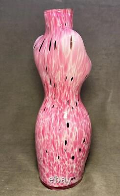 Art Glass Female Torso Vase Figurine Pink Bust 17 Murano Style Beautiful Color
