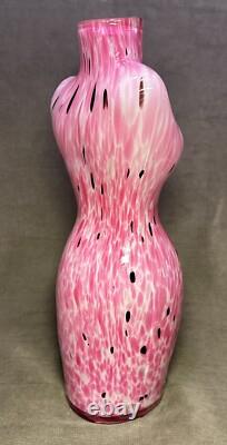 Art Glass Female Torso Vase Figurine Pink Bust 17 Murano Style Beautiful Color