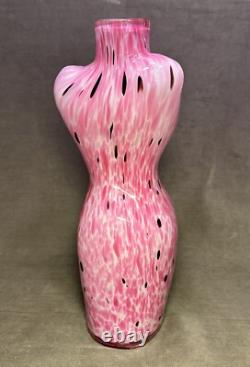 Art Glass Female Torso Vase Figurine Pink Bust 17 Murano Style Beautiful Color