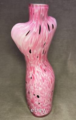 Art Glass Female Torso Vase Figurine Pink Bust 17 Murano Style Beautiful Color