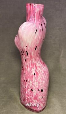 Art Glass Female Torso Vase Figurine Pink Bust 17 Murano Style Beautiful Color