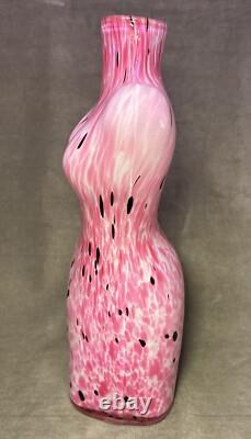 Art Glass Female Torso Vase Figurine Pink Bust 17 Murano Style Beautiful Color