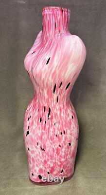 Art Glass Female Torso Vase Figurine Pink Bust 17 Murano Style Beautiful Color