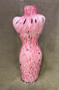 Art Glass Female Torso Vase Figurine Pink Bust 17 Murano Style Beautiful Color