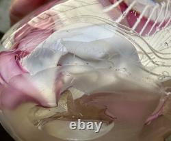 Art Glass Paperweight Signed Mark Chapman Pink & White Swirl Design