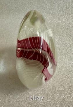 Art Glass Paperweight Signed Mark Chapman Pink & White Swirl Design