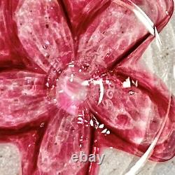 Art Glass Paperweight Signed Sea Biscuit Pink Clear Eben Horton 2005 RARE