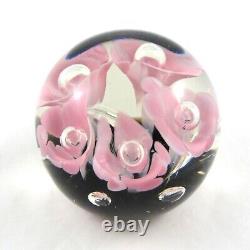 Art Glass Pink Trumpet Flower Paperweight Vintage
