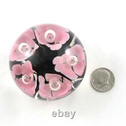 Art Glass Pink Trumpet Flower Paperweight Vintage