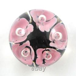 Art Glass Pink Trumpet Flower Paperweight Vintage